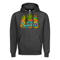 Charcoal Heather hello summer pineapple Zipper Hoodie - Jasminsmagicworld