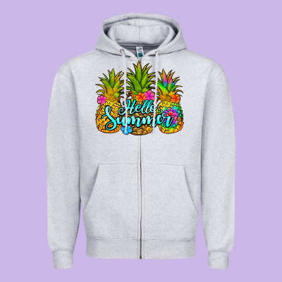 Hello Summer Pineapple Zipper Hoodie Designed By Jasminsmagicworld