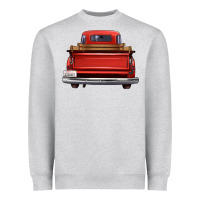 Heather Grey western red truck back view Heavyweight Sweatshirt - FaDigitalArtStudio