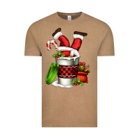 Vintage Coffee Santa claus in a coffee cup Vintage Tee - FaDigitalArtStudio