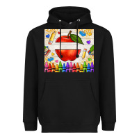 Black custom teacher name apple Heavyweight Hoodie - NancyCooperArtShop