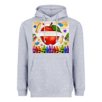 Heather Grey custom teacher name apple Heavyweight Hoodie - NancyCooperArtShop
