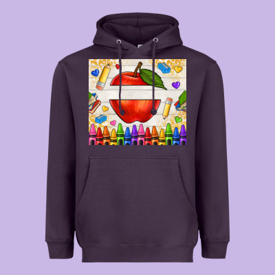 Custom Teacher Name Apple Heavyweight Hoodie Designed By Nancycooperartshop