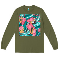Army Green nurse slippers seamless pattern Long Sleeve Tee - BundleAndBundleShop