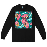 Black nurse slippers seamless pattern Long Sleeve Tee - BundleAndBundleShop