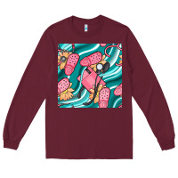 Burgundy nurse slippers seamless pattern Long Sleeve Tee - BundleAndBundleShop