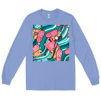 Colony Blue nurse slippers seamless pattern Long Sleeve Tee - BundleAndBundleShop