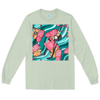Matcha nurse slippers seamless pattern Long Sleeve Tee - BundleAndBundleShop