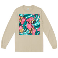 Mushroom nurse slippers seamless pattern Long Sleeve Tee - BundleAndBundleShop