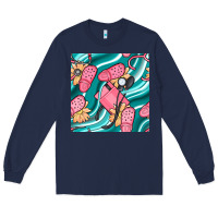 Navy nurse slippers seamless pattern Long Sleeve Tee - BundleAndBundleShop