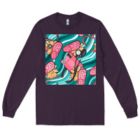 Plum nurse slippers seamless pattern Long Sleeve Tee - BundleAndBundleShop