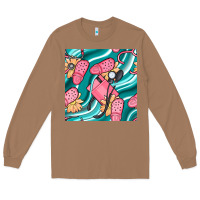 Toasted Coconut nurse slippers seamless pattern Long Sleeve Tee - BundleAndBundleShop