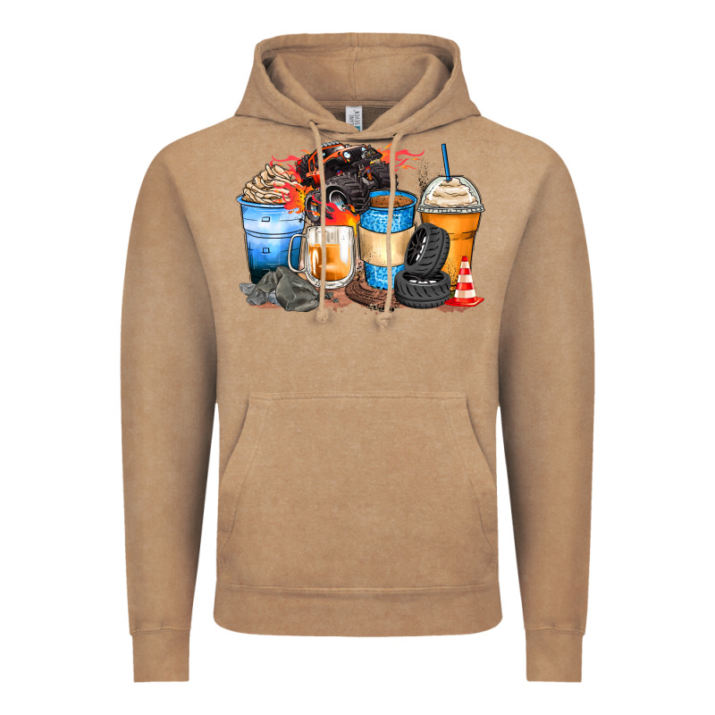 Monster Truck Coffee Cups Vintage Hoodie by Zillion Design Studio | Teevron