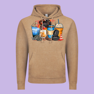 Monster Truck Coffee Cups Vintage Hoodie Designed By Zillion Design Studio