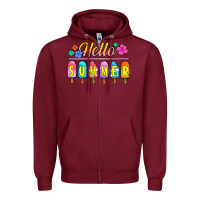 Burgundy hello summer popsicles Zipper Hoodie - Jasminsmagicworld
