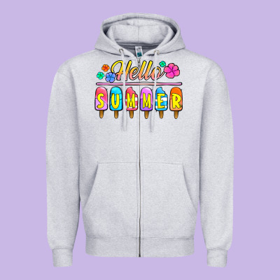 Hello Summer Popsicles Zipper Hoodie Designed By Jasminsmagicworld