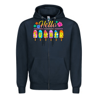 Navy hello summer popsicles Zipper Hoodie - Jasminsmagicworld