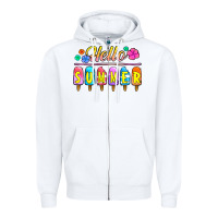 White hello summer popsicles Zipper Hoodie - Jasminsmagicworld