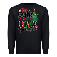 Black too cute to wear ugly  christmas Premium Sweatshirt - MaliasSmallBusiness