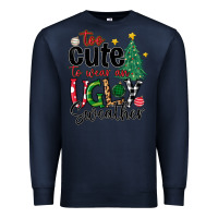 Navy too cute to wear ugly  christmas Premium Sweatshirt - MaliasSmallBusiness