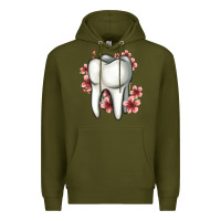 Army Green floral tooth Premium Hoodie - Jasminsmagicworld