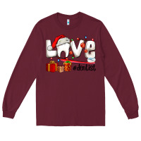 Burgundy Christmas love  dentist Long Sleeve Tee - AdoDesignShop