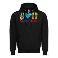 Black peace love flips flops Zipper Hoodie - Jasminsmagicworld