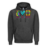 Charcoal Heather peace love flips flops Zipper Hoodie - Jasminsmagicworld