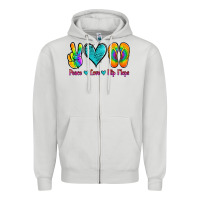 Dove Grey peace love flips flops Zipper Hoodie - Jasminsmagicworld
