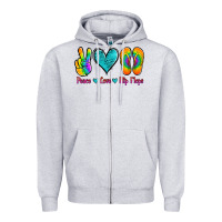 Heather Grey peace love flips flops Zipper Hoodie - Jasminsmagicworld