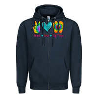 Navy peace love flips flops Zipper Hoodie - Jasminsmagicworld