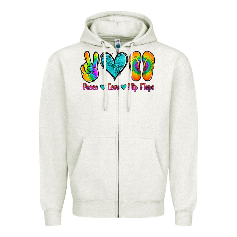 Peace Love Flips Flops Zipper Hoodie by Jasminsmagicworld | Teevron
