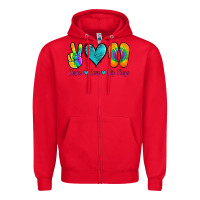 Red peace love flips flops Zipper Hoodie - Jasminsmagicworld