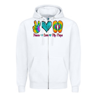White peace love flips flops Zipper Hoodie - Jasminsmagicworld