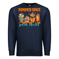 Navy pumpkin spice jesus christ Premium Sweatshirt - MaliasSmallBusiness