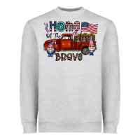 Heather Grey home of the brave Heavyweight Sweatshirt - CowhideDigitalArt