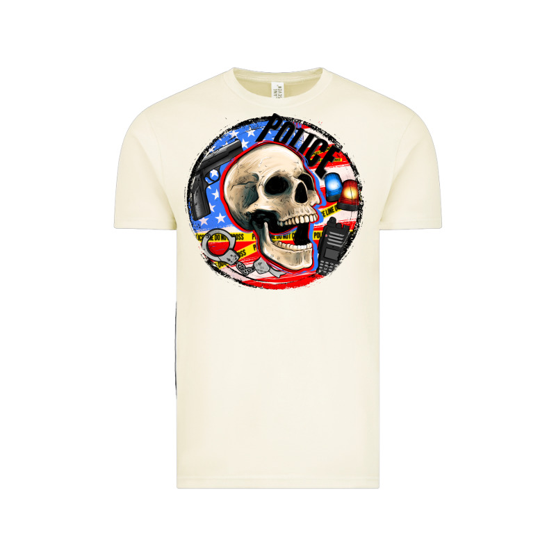 Police Skull And Police Equipment Vintage Tee by AdoDesignShop | Teevron