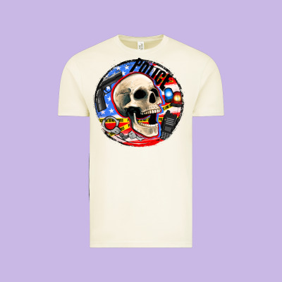 Police Skull And Police Equipment Vintage Tee Designed By Adodesignshop