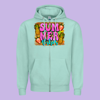 Summer Vibes Leopard Background Zipper Hoodie Designed By Jasminsmagicworld