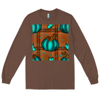 Chestnut turquoise pumpkin plaid seamless pattern Long Sleeve Tee - BundleAndBundleShop
