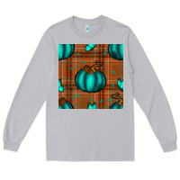 Moon Dust turquoise pumpkin plaid seamless pattern Long Sleeve Tee - BundleAndBundleShop