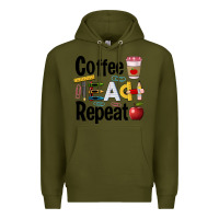 Army Green coffee teach repeat Premium Hoodie - BarkalooDesign