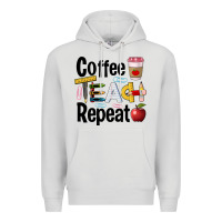 Dove Grey coffee teach repeat Premium Hoodie - BarkalooDesign