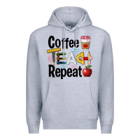 Heather Grey coffee teach repeat Premium Hoodie - BarkalooDesign