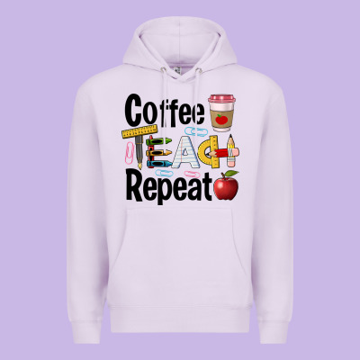 Coffee Teach Repeat Premium Hoodie Designed By Barkaloodesign