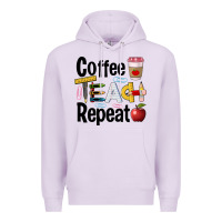 Lilac coffee teach repeat Premium Hoodie - BarkalooDesign