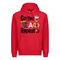 Red coffee teach repeat Premium Hoodie - BarkalooDesign