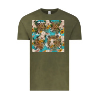 Vintage Olive charolais cow and sunflowers seamless pattern Vintage Tee - HRA Design Shop