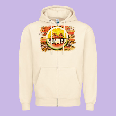 Hello Summer Watermelon Lemon Zipper Hoodie Designed By Jasminsmagicworld