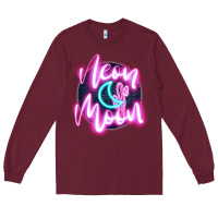 Burgundy neon moon Long Sleeve Tee - JahusDesignShop